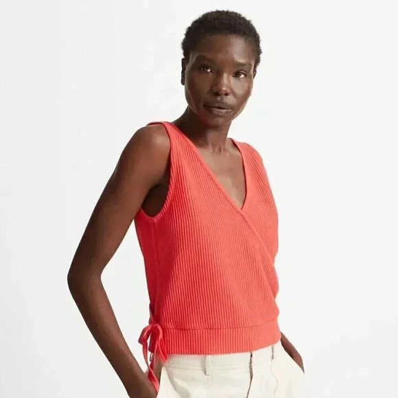 NWT  Club Monaco Women's Red Bintelle Top Sleeveless Top XS Wrap Knit - Picture 1 of 8